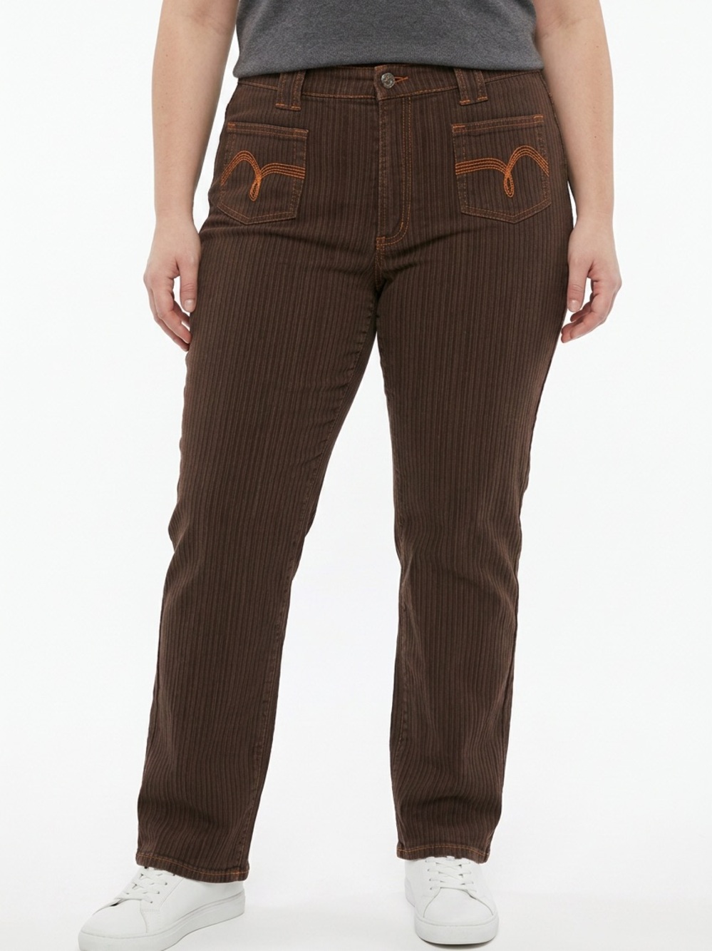 VILLAGE JEANS | Vintage Brown Textured Pants Orange Accents Women’s Plus Size 20